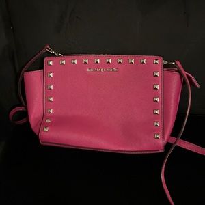 Hot pink Michael kors studded crossbody bag